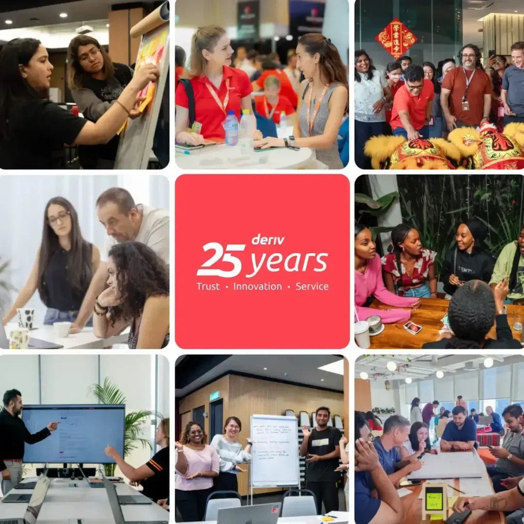 Collage of Deriv employees participating in different activities