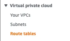 Screenshot of VPC menu
