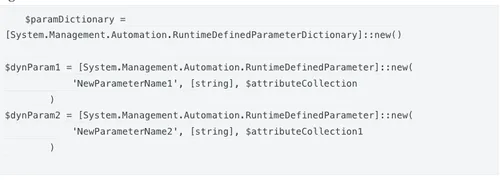 Code with param dictionary