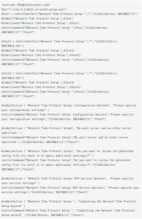 Example of AutoIT script code