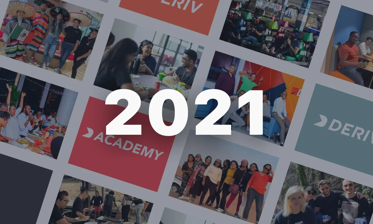 Kolaż momentów z 2021 roku, świętujący wzrost, naukę i współpracę w podróży handlowej.