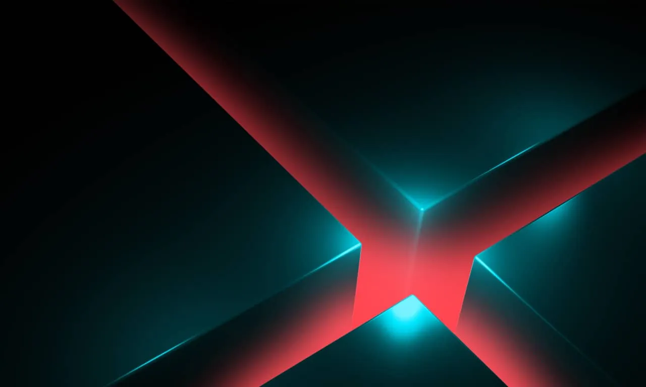 Glowing red 'X' intersecting lines with a dark background, symbolizing Deriv Multiplier in a futuristic, abstract design.