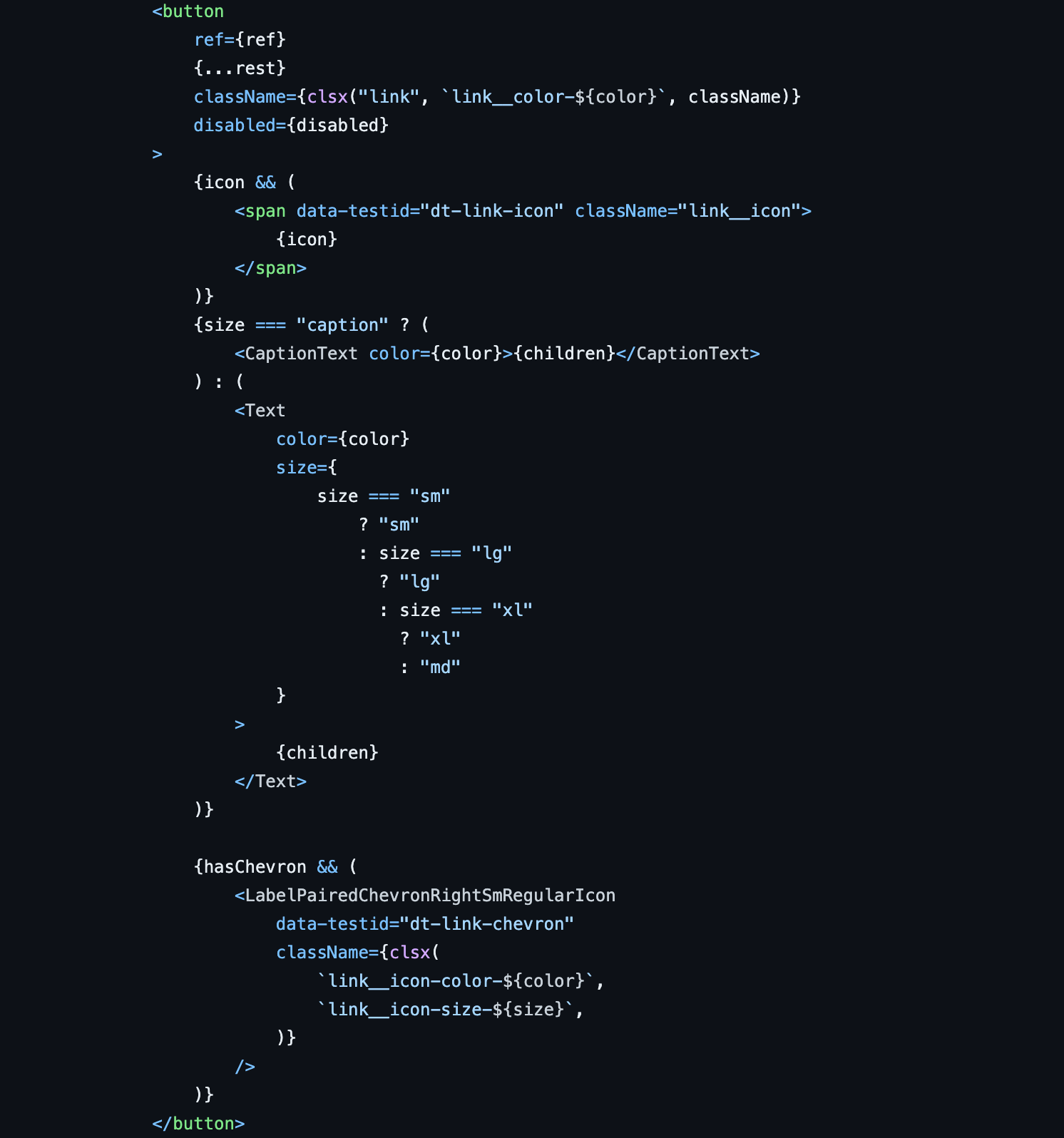 Code for basic link component on Quill.
