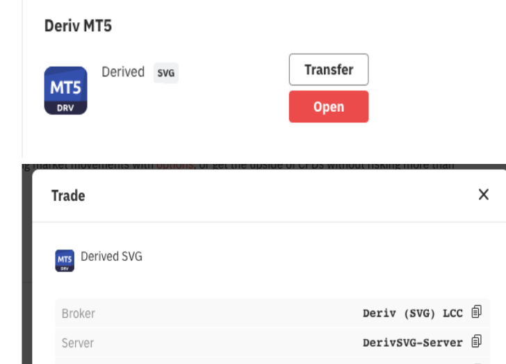 MT5 Derived এসভিজি অ্যাকাউন্ট ব্রোকার এবং সার্ভার