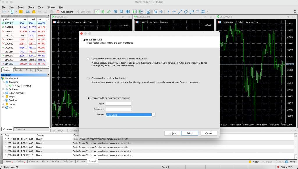 MT5 ডেস্কটপ অ্যাপ - একটি অ্যাকাউন্ট খুলুন 
