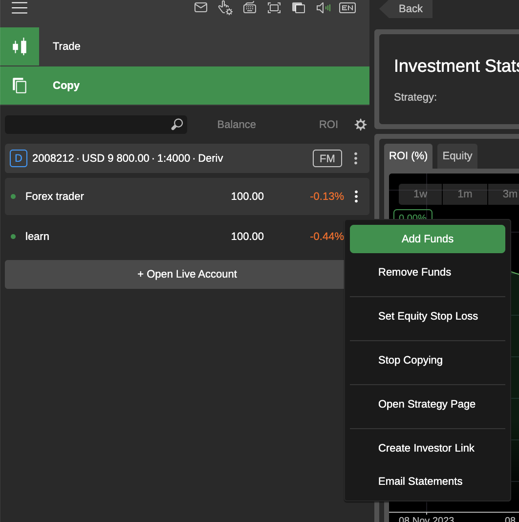 Tembelea kwenye orodha ya biashara za nakili zilizopo katika safu ya kushoto ndani ya tab ya Nakili