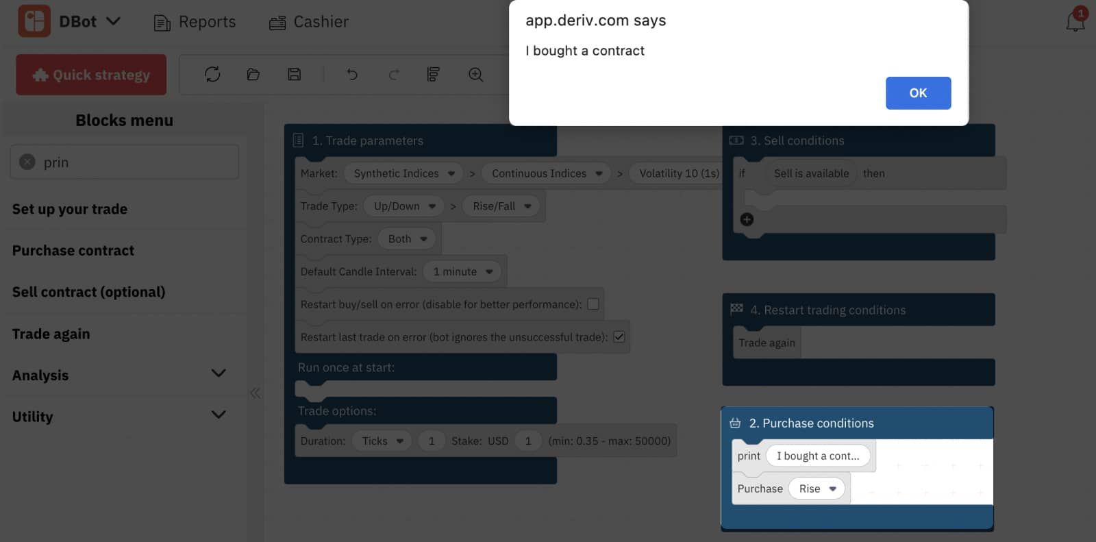 6.1. Ein Beispiel für eine Benachrichtigung auf D Bot mit dem Notify-Block