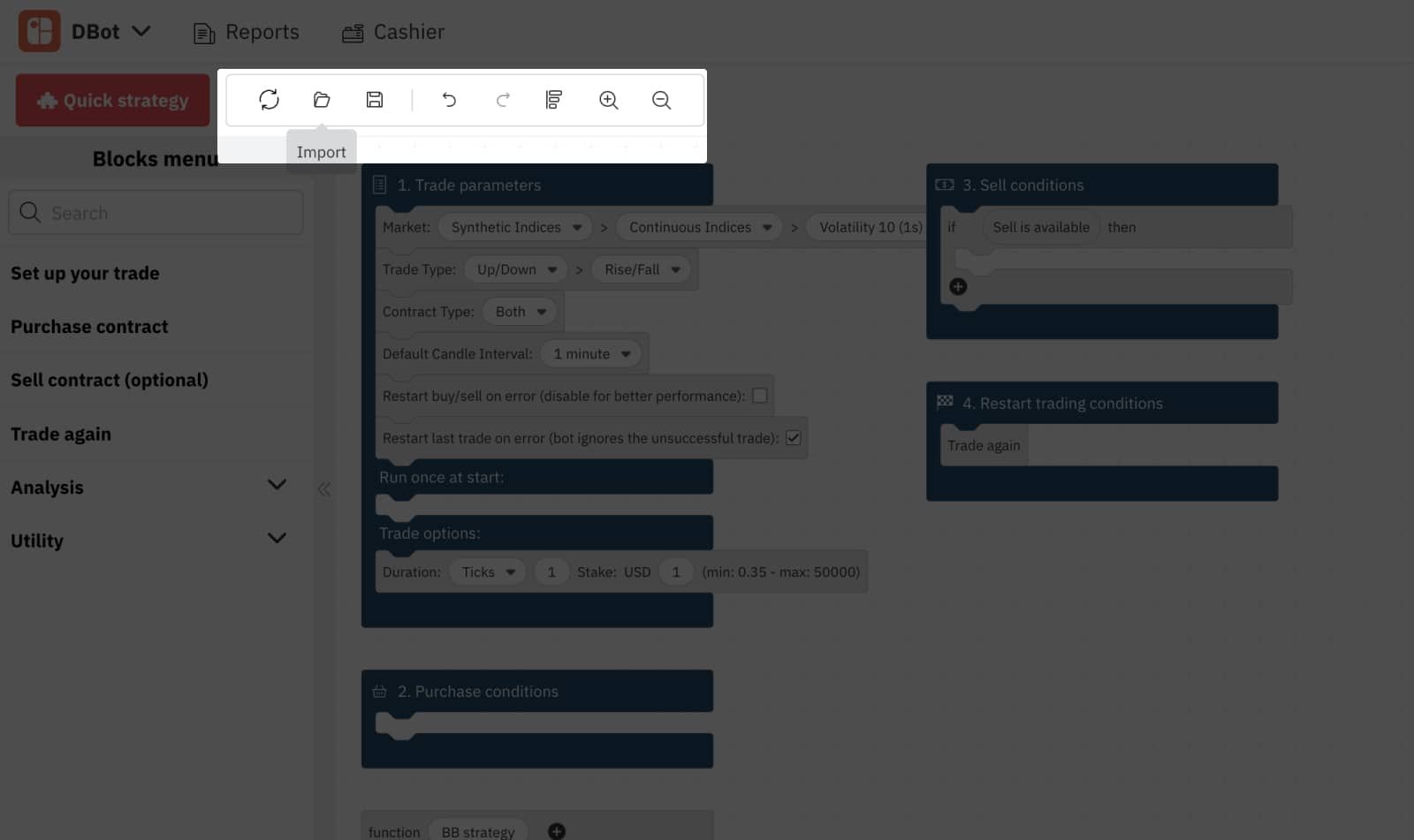 6.7. Speichern Sie Ihre Strategie auf D Bot – Deriv's Trading Bot