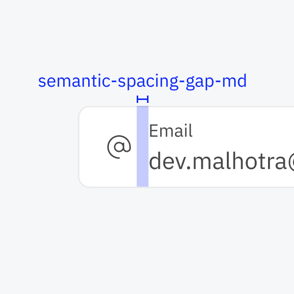 A screen showing medium spacing gap tokens on Quill