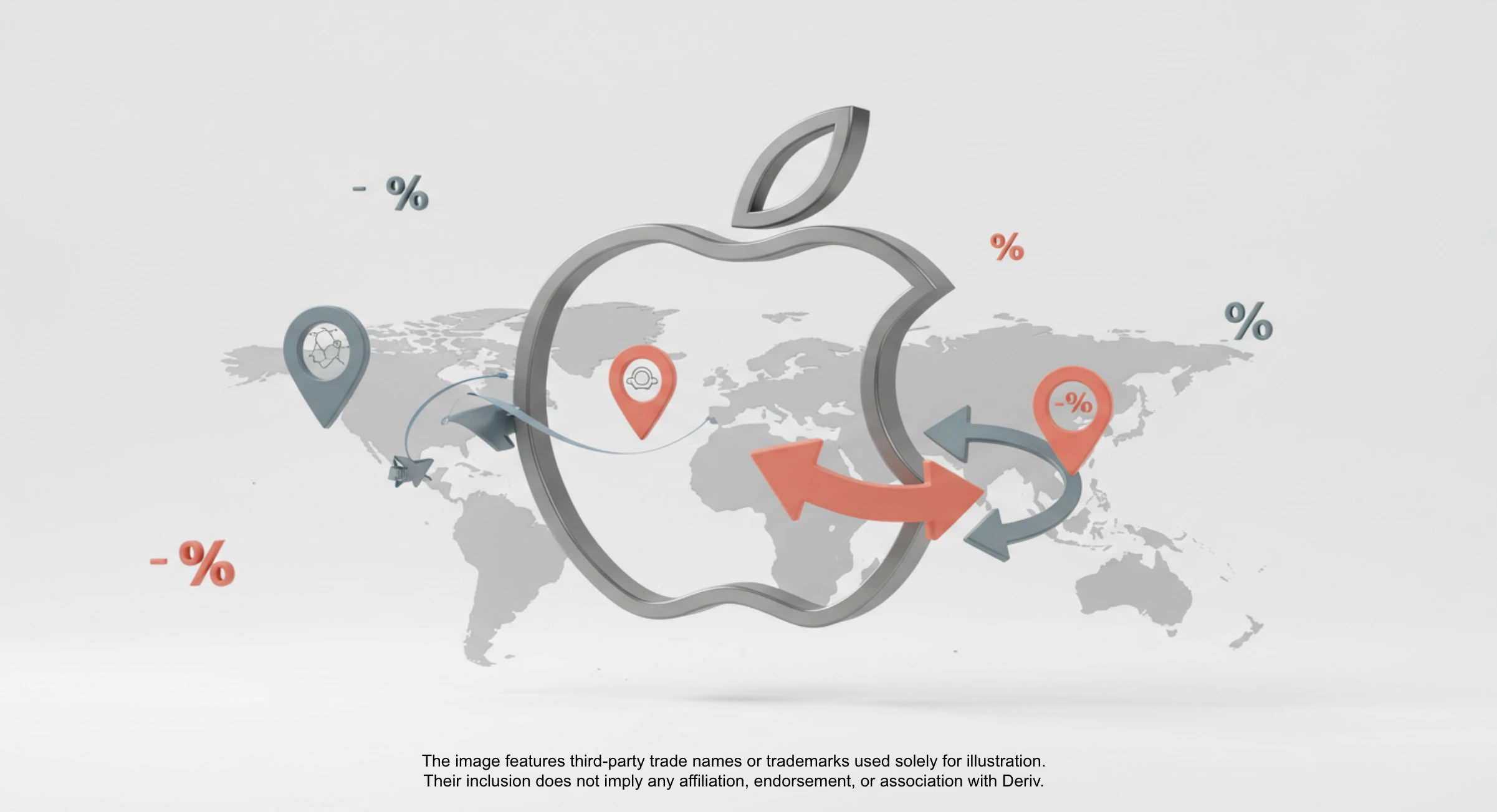 Illustration des ajustements de la chaîne d'approvisionnement d'Apple liés aux tarifs, montrant les flux commerciaux entre les régions.