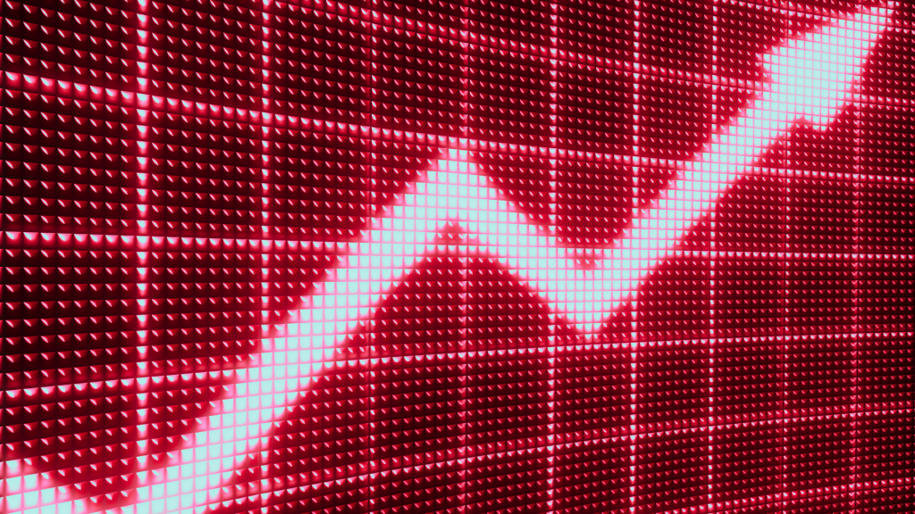 سهم أحمر يدل على الخسارة