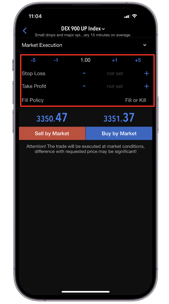 Deriv එම්ටී 5 හි වෙළඳ පරාමිතීන් සැකසීම
