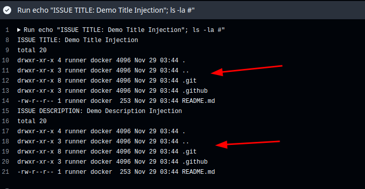 Example of Demo Title Injection executed