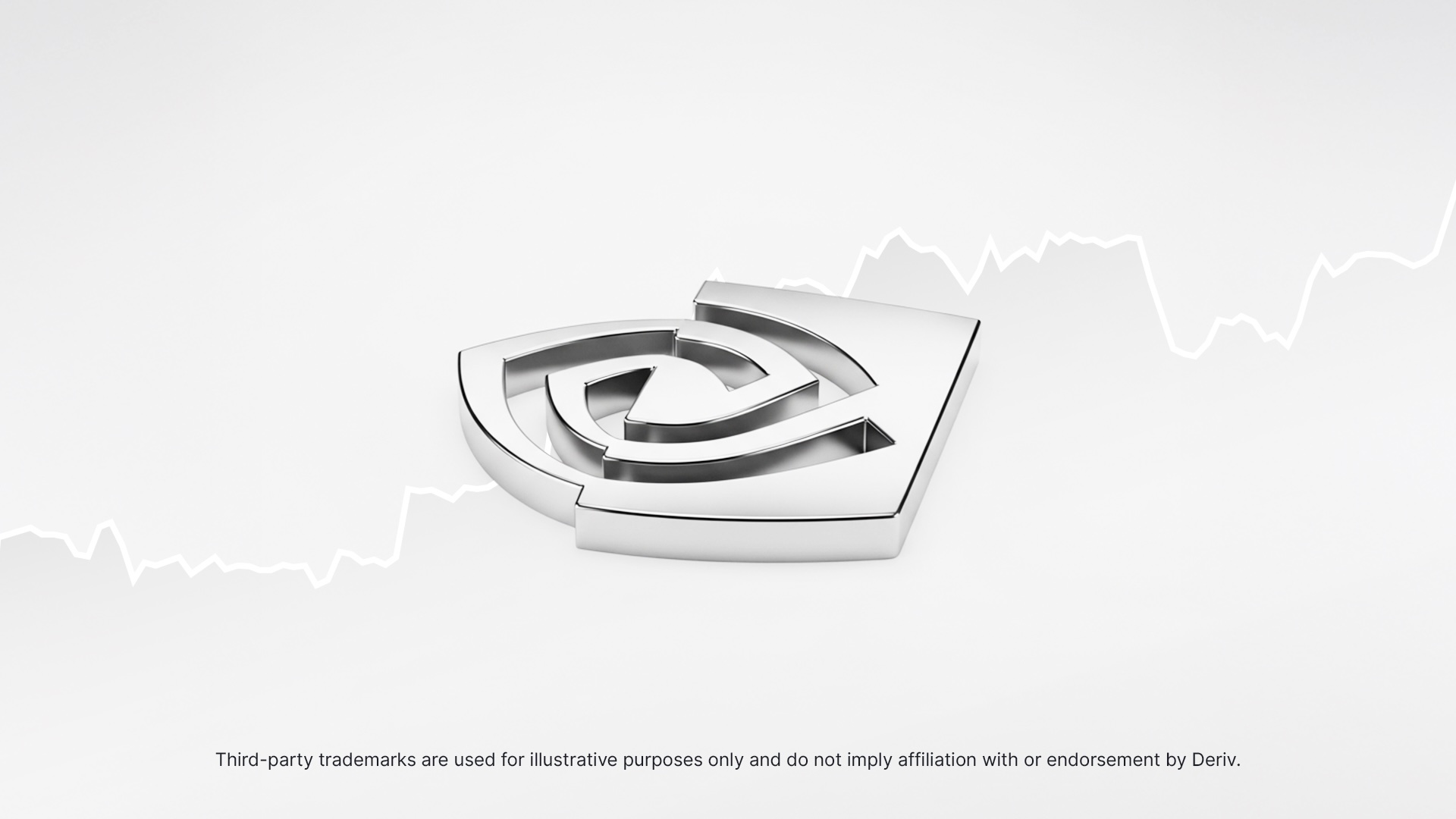 A polished, silver 3D rendering of the Nvidia logo is placed prominently against a white background.